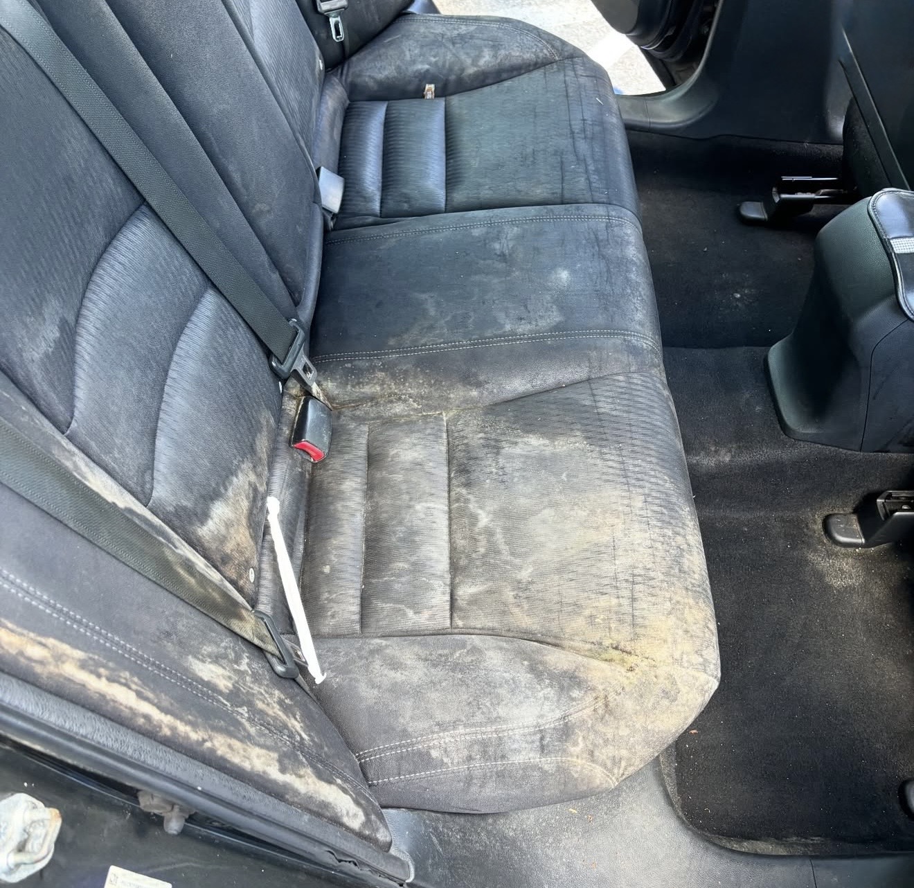 Dirty vehicle interior before detailing