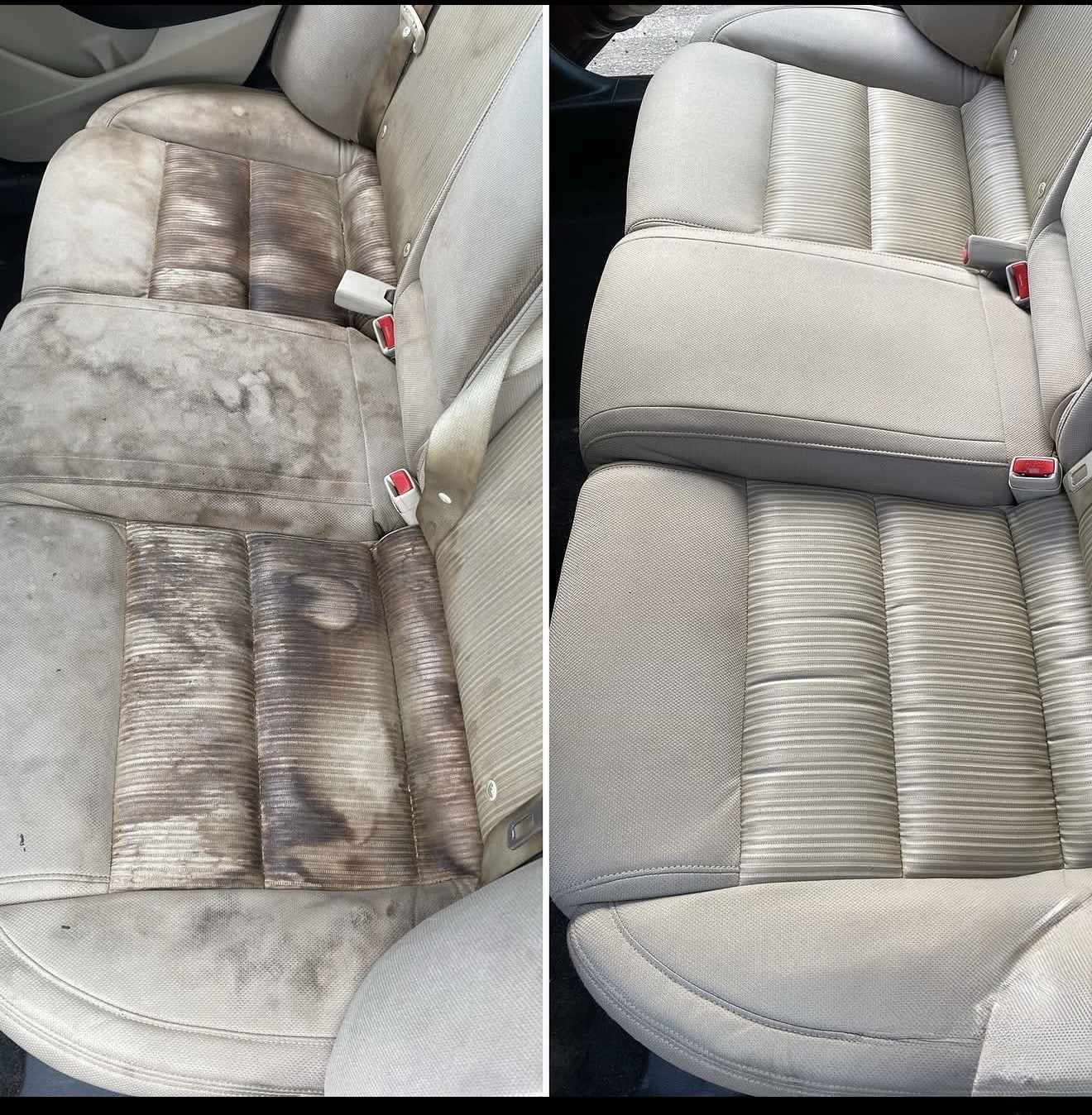 Interior seat before and after detailing